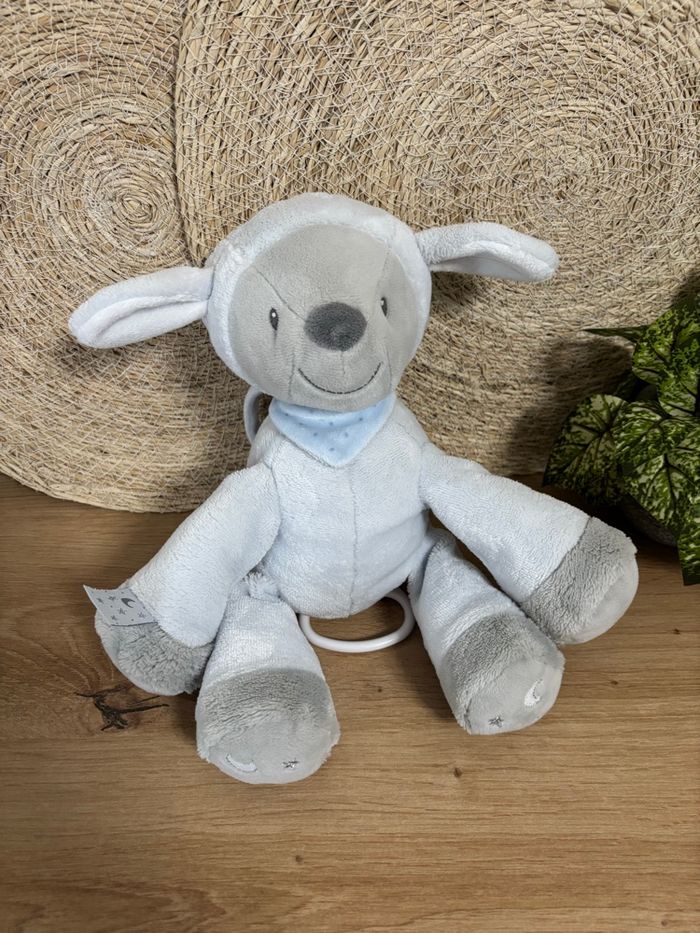 Doudou mouton musical Sam Toby gris bleu nattou