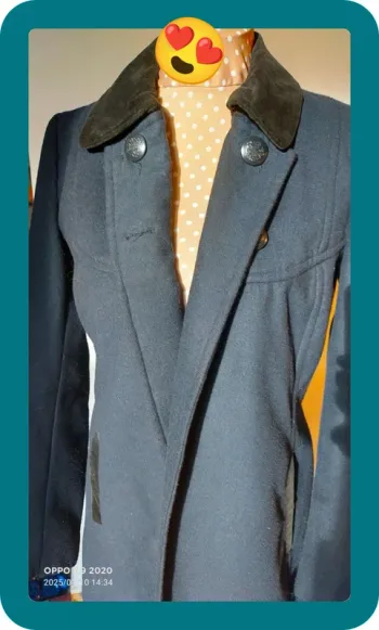 Manteau Zara femme, taille S, en laine, bleu marine noir