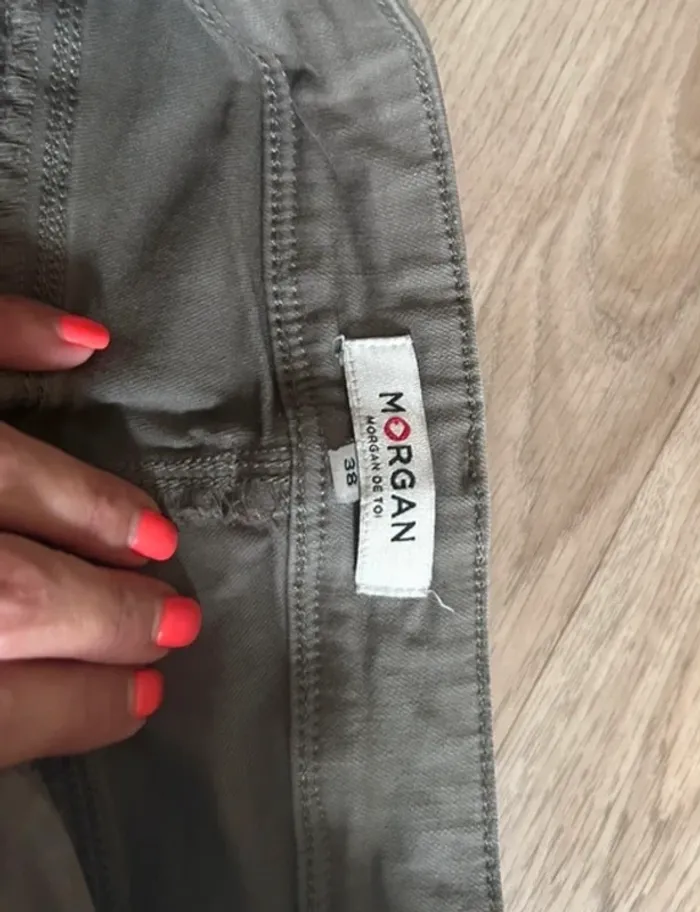 Morgan Jeans légèrement enduis gris kaki, femme, taille 38 Coupe slim - photo numéro 4