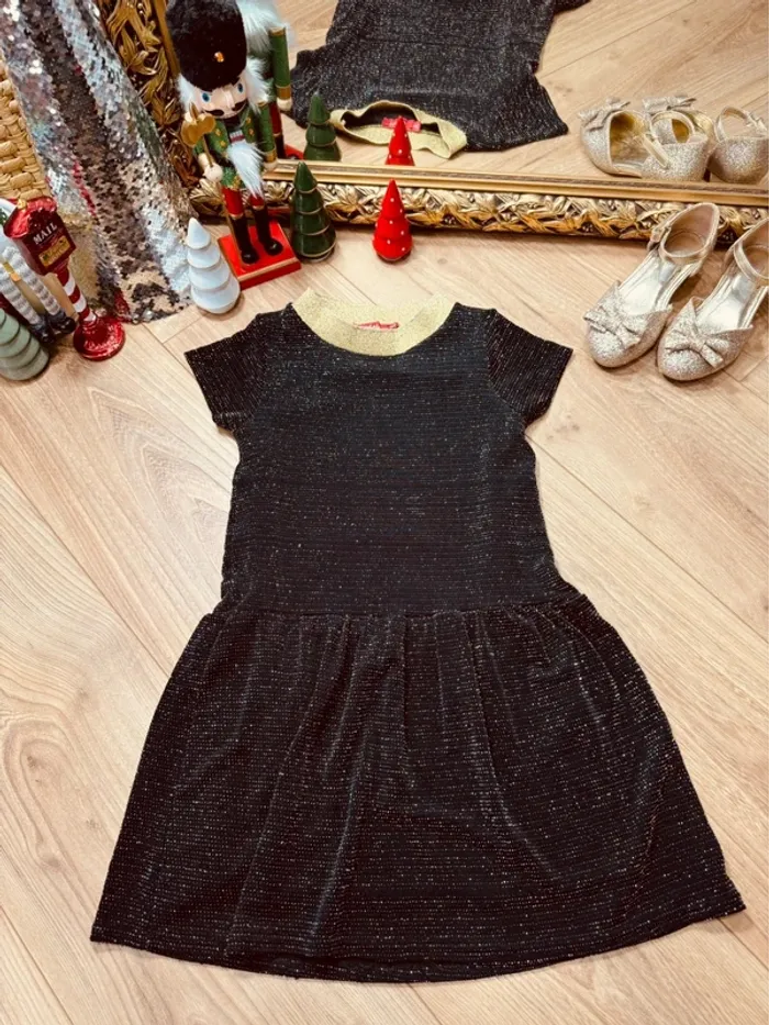 Taille 6 ans robe fête fille Tissaia noire dorée * scintillante * 🎄 - photo numéro 1