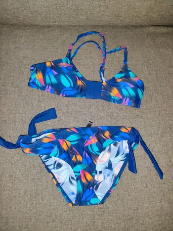 Maillot 2 pièces bleu marine multicolore 10 ans