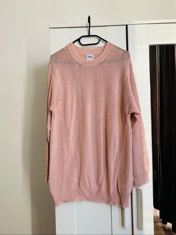 Pull à crochet rose pâle Homme Zara Tailles L-XL