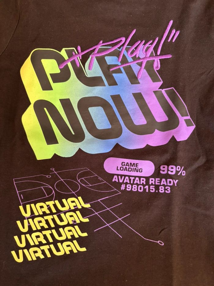 T-shirt mc 6 ans neuf noir et fluo - photo numéro 2