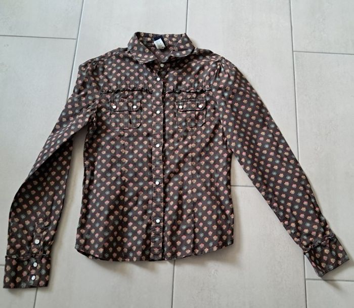 Chemise Gap Kids, taille 34 - 36, marron à motifs