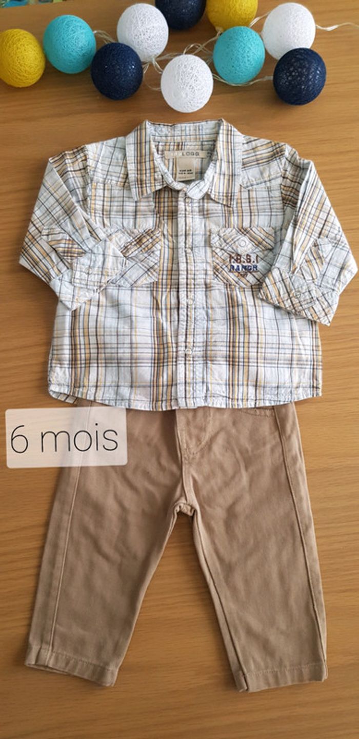 Ensemble pantalon+chemise 6 mois