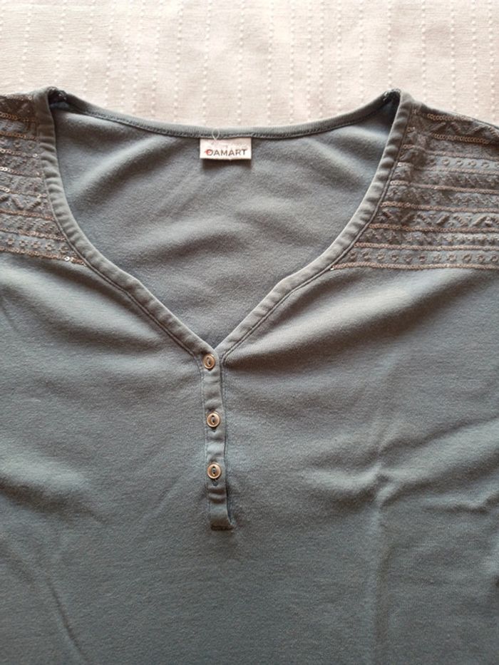T-shirt turquoise Damart taille 46 48 - photo numéro 2