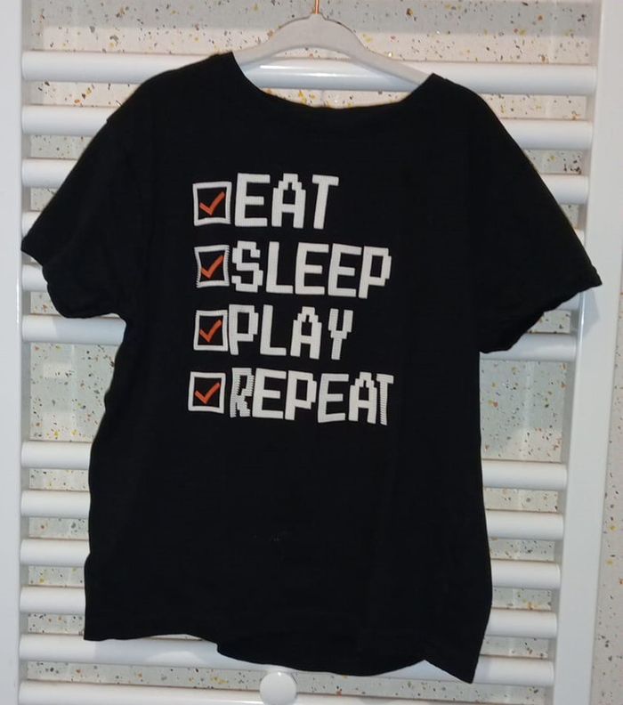 Tee shirt manche courte noir imprimé NPO Taille 10 ans - photo numéro 2