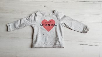 Vêtement fille pull gris motif coeur en mode influenceuse Orchestra 4 ans