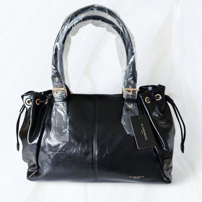 Grand sac craquelé noir Flora Co