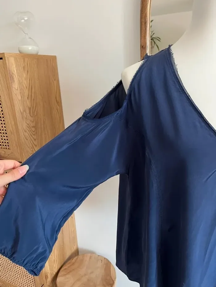 Blouse en soie bleu marine ChelseaFlower - photo numéro 7