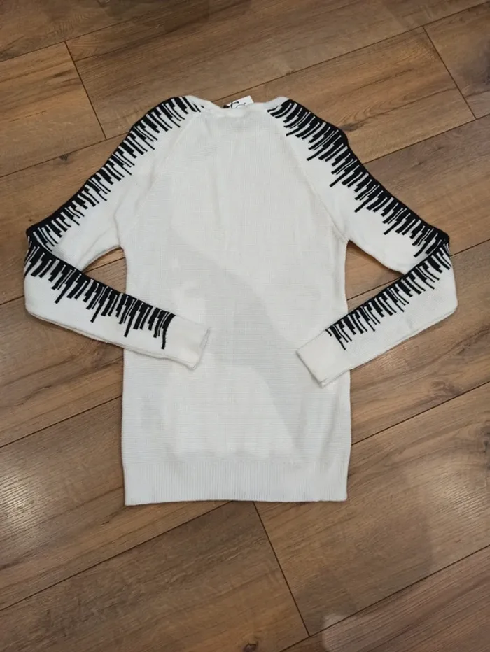 Pull en maille homme blanc et noir L - photo numéro 4