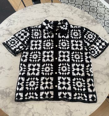 Chemise pour homme en maille noir et blanc