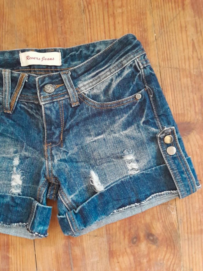 Short jeans effet délavé Revers jeans T34 - photo numéro 3