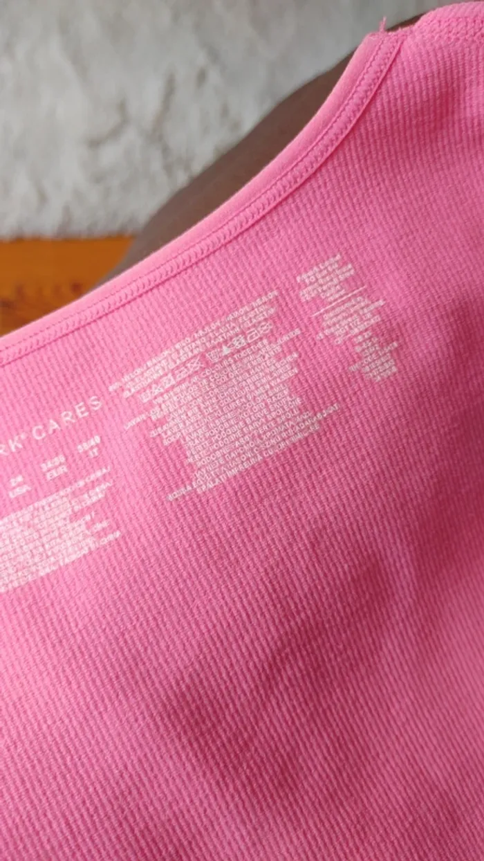 Top débardeur moulant décolleté rose fushia crop top - photo numéro 8