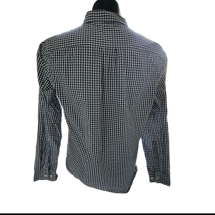 Chemise à carreaux LxM bleue et blanche manches longues col boutonné coupe ajustée taille M Coton - photo numéro 2