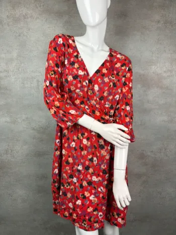 🌸 Robe rouge à fleurs Grain de Malice Taille 46/XXXL 🌸