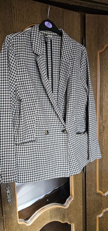 Veste blazer pied de poule  noir et blanc