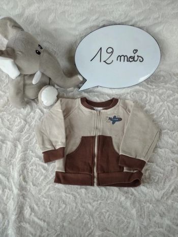 Gilet veste Garçon 12 mois Avion 100% coton