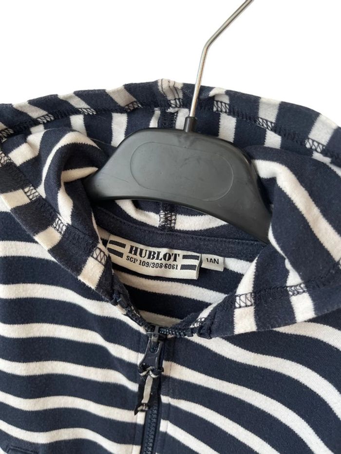 Sweat zippé à capuche marine rayé - Hublot 12 mois / 1 an - photo numéro 3