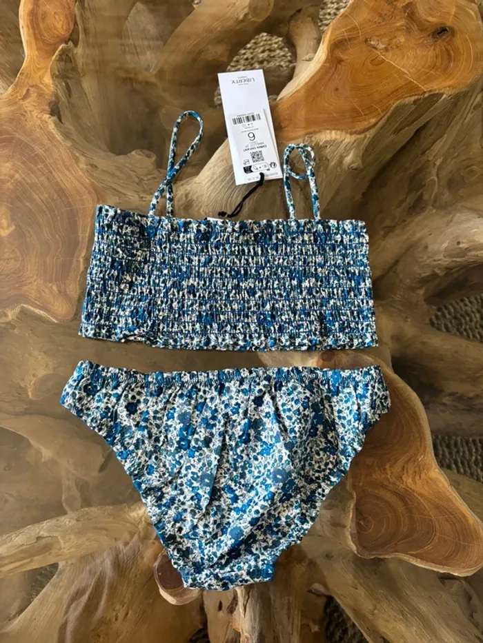 Maillot de bain 2 pièces Etam fille 6 ans bleu fleur - photo numéro 3