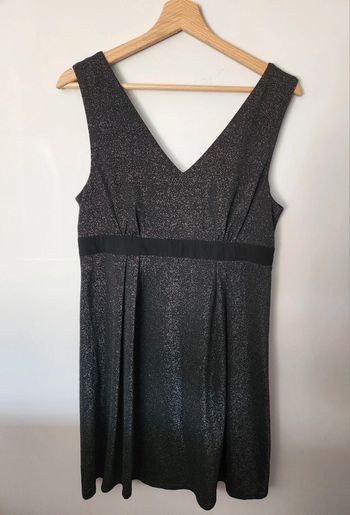 jolie petite robe noire a paillettes camaïeu sans manches fluide 40 excellent état
