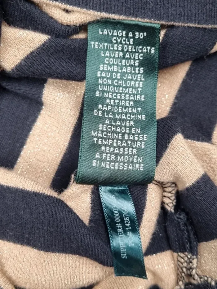 T-shirt rayé doré et noir Lauren Ralph Lauren – Taille M Femme (mesures en photos) - photo numéro 10