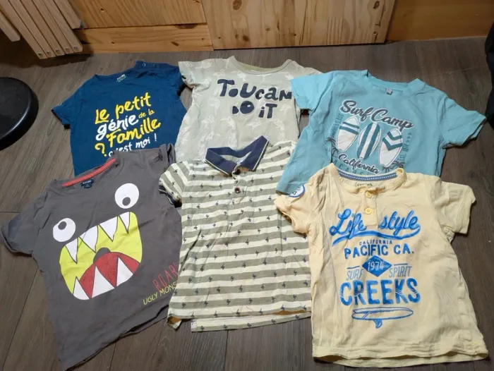 Lot 6 t-shirts polos manches courtes 36 mois dirkje creeks kiabi