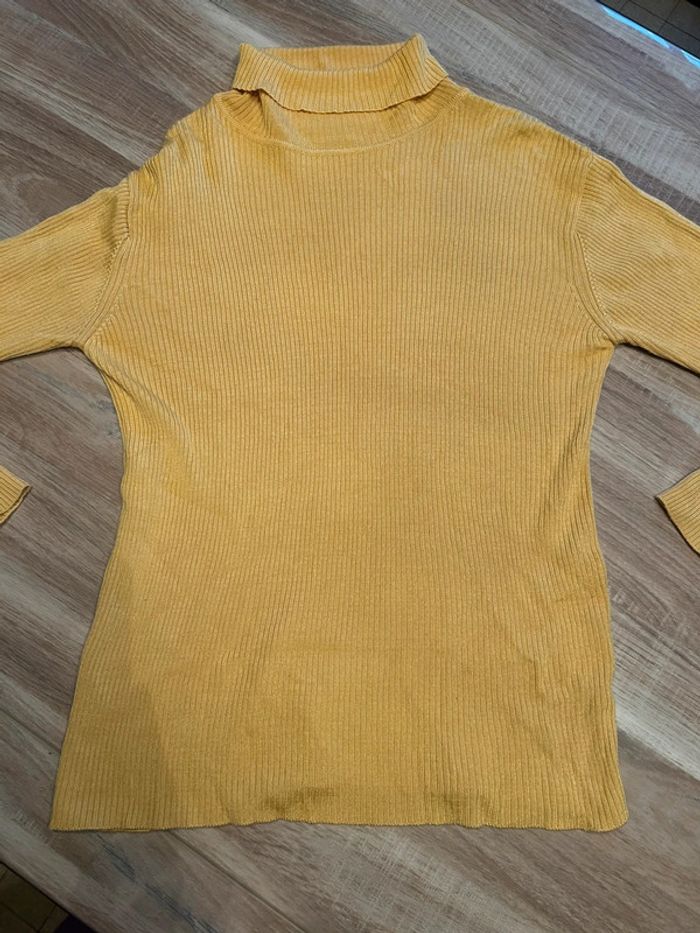 Pull col roulé femme jaune Coton - photo numéro 2