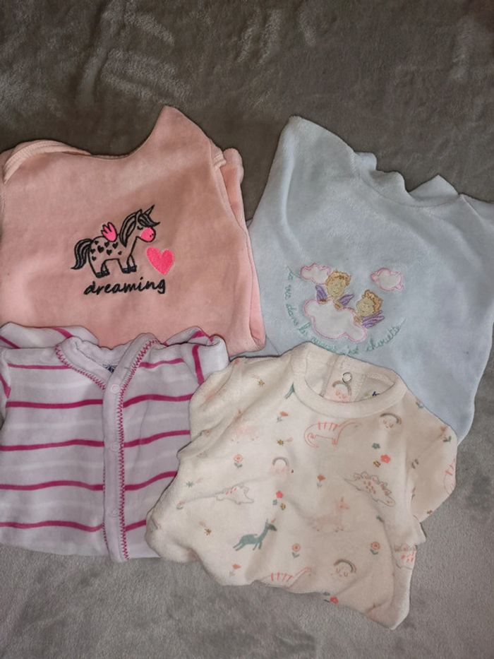 Lot de 4 pyjamas fille chaud 1 mois