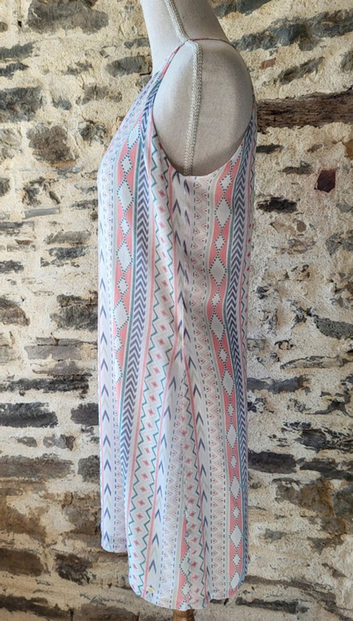 Robe sans manches à motifs rose écru bleu Lpb Taille M ou 38 - photo numéro 6