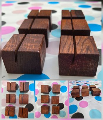 Supports de plan de table en bois – Lot de 6 blocs rainurés