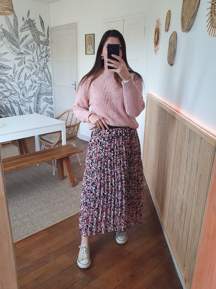 Pull ajouré Toronto rose poudré Taille L - photo numéro 2