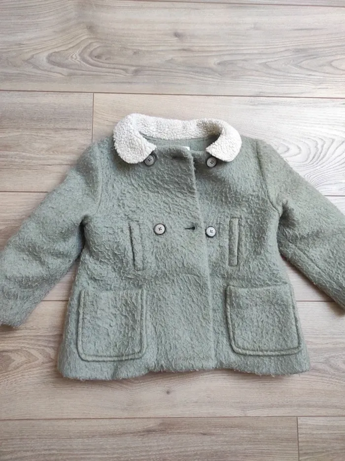 Manteau Zara style caban – vert pâle – 3 ans