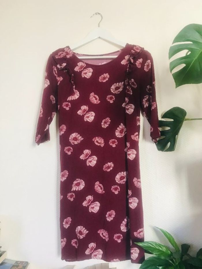Robe grossesse bordeaux à fleurs Kiabi S