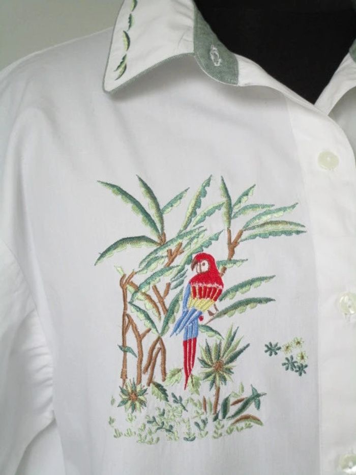 Chemise vintage perroquets 46/48 TBE - photo numéro 4