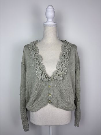 Cardigan en maille vert/gris Vintage
