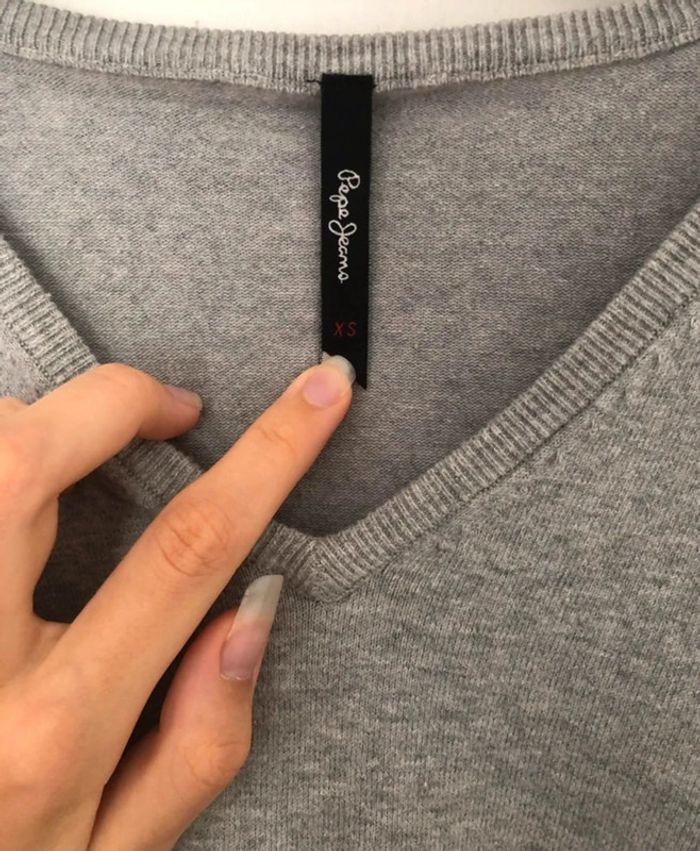 Pull col V de couleur gris clair chiné Pepe Jeans XS - photo numéro 2