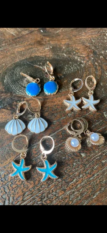 Magnifique lot de 5 paires de boucles d’oreilles, coquillages