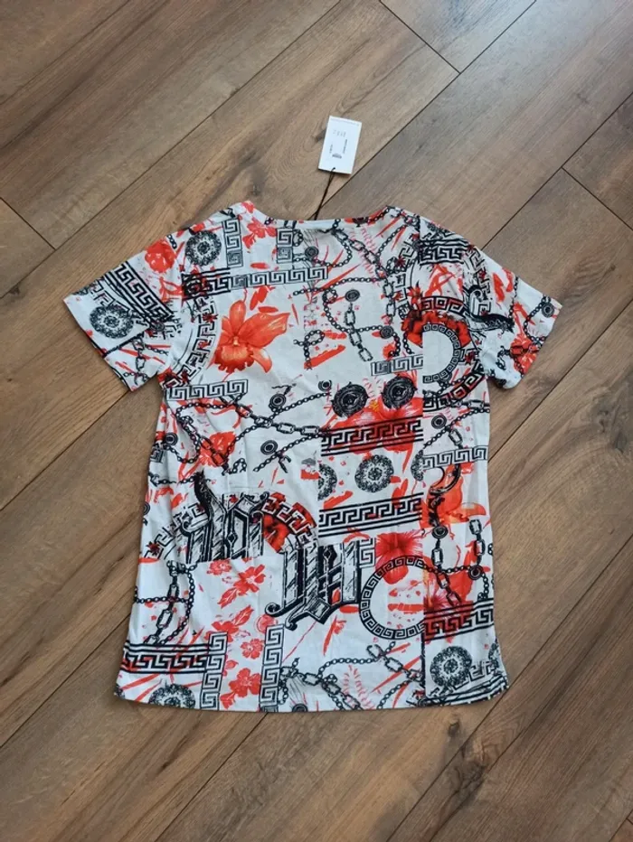 Tee shirt orange et blanc homme L droit - photo numéro 4