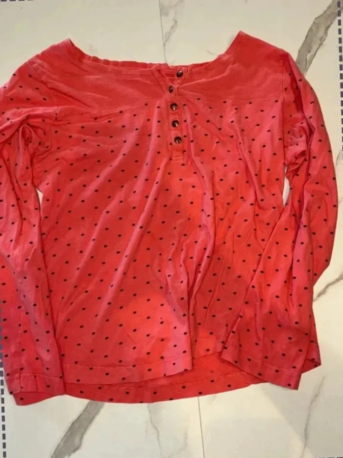 Blouse corail à pois taille L