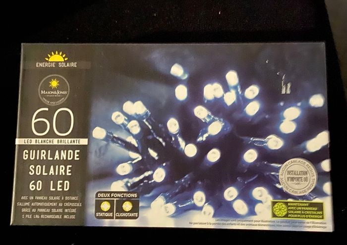Guirlande solaire blanc froid 60 leds neuve pour Noël ou autre