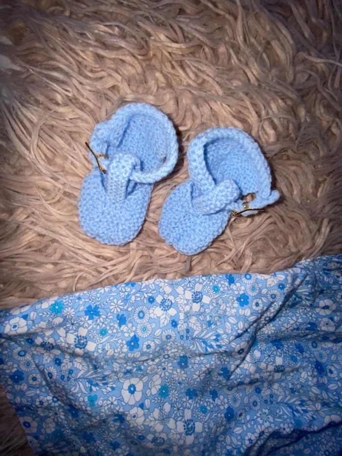 Ensemble jacadi 3 mois bandeau robe chaussons liberty ballerines - photo numéro 4