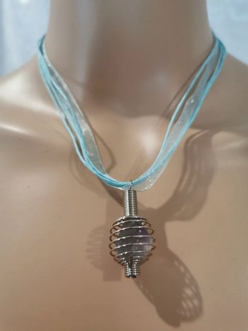 Collier. Aventurine. Argenté. Turquoise