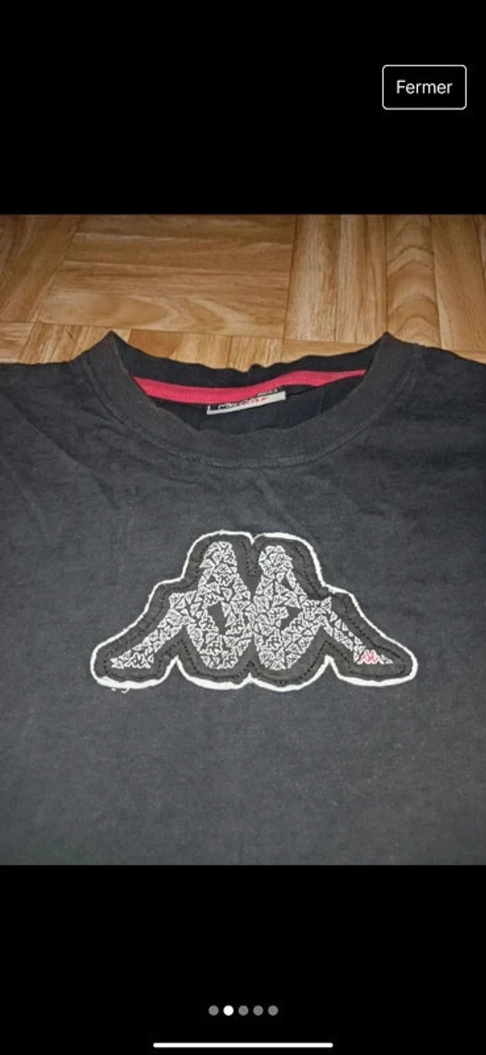 T-shirt noir kappa garçon taille Large (taille 15-16 ans je pense) vintage - photo numéro 2