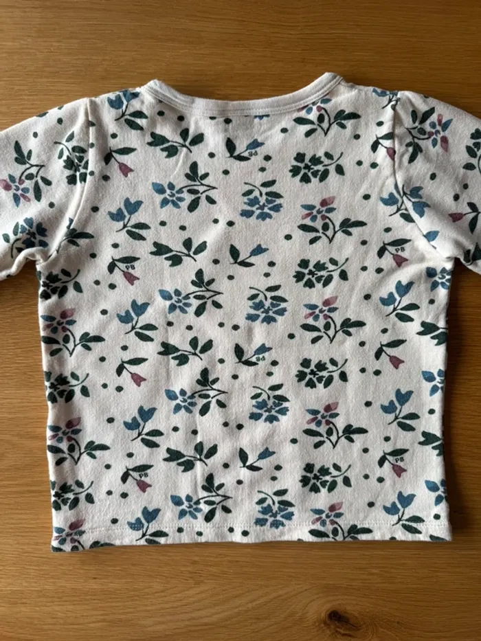 Pyjama 2 pieces en ML en molleton fond beige et fleurs vertes - Taille 4 Ans - photo numéro 9