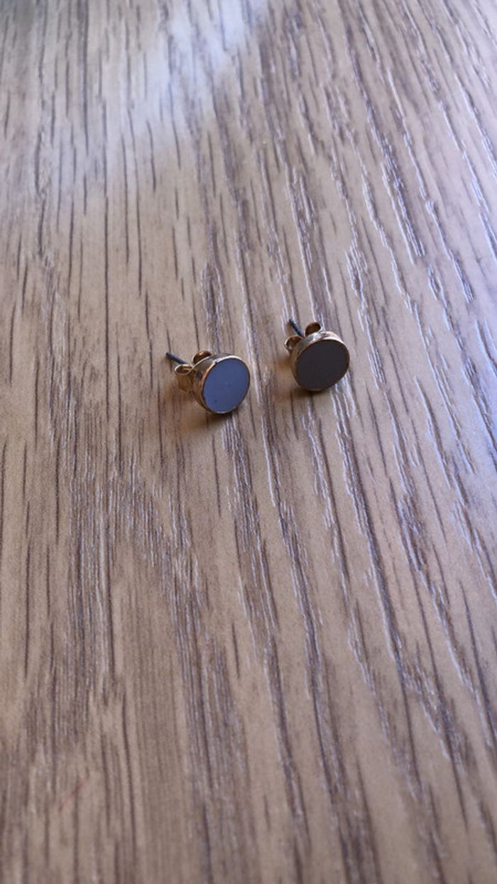 Boucles d’oreilles dorées et grises - photo numéro 4