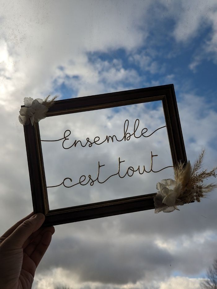 Cadre ensemble c'est tout fleurs séchées fil doré