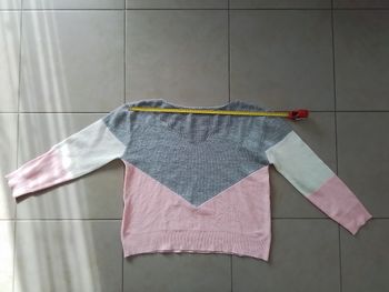 Pull femme T :42 rose et gris