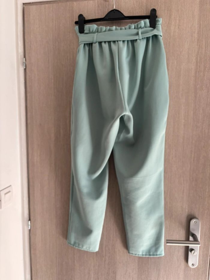 Pantalon 7/8 eme taille haute vert d’eau - Juste elles - T42 - photo numéro 4
