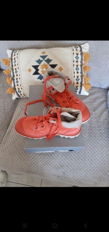 Jolies palladium baskets hautes p 37 rouge beige delaves